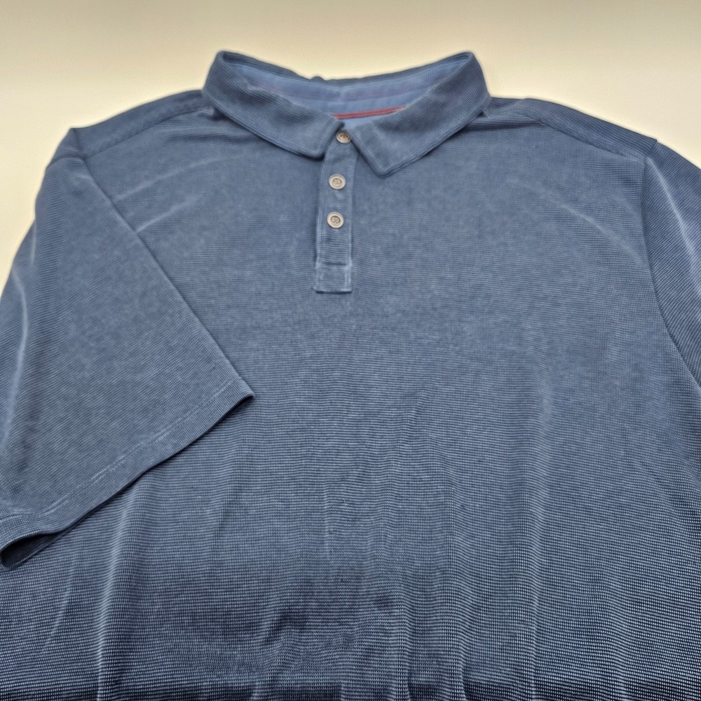 TOMMY BAHAMA Shirt Men's XXXL Blue Waffle Knit Tencel Modal Blend Polo 3XL Big
